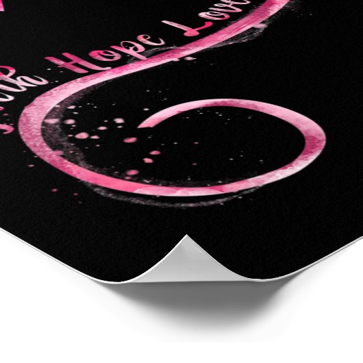Faith Hope Love Pink Ribbon Breast Cancer Awarenes Poster (Hoek)