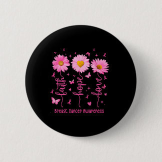 Faith Hope Love Pink Ribbon Breast Cancer Awarenes Ronde Button 5,7 Cm