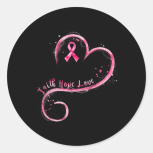 Faith Hope Love Pink Ribbon Breast Cancer Awarenes Ronde Sticker