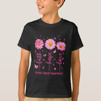Faith Hope Love Pink Ribbon Breast Cancer Awarenes T-shirt