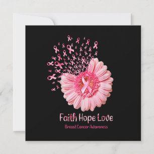 Faith Hope Love Pink Ribbon Sunflower Breast Cance Kaart