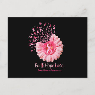Faith Hope Love Pink Ribbon Sunflower Breast Cance Uitnodiging Briefkaart