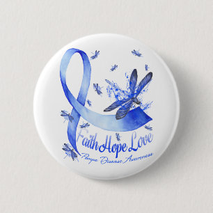 Faith Hope Love Pompe Disease Awareness Dragonfly Ronde Button 5,7 Cm