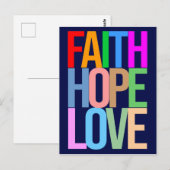 Faith Hope Love Positief kleurrijk Briefkaart (Voorkant / Achterkant)