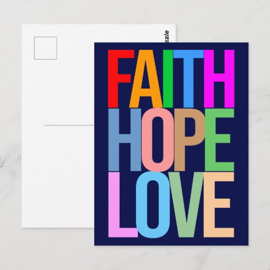 Faith Hope Love Positief kleurrijk Briefkaart (Voorkant / Achterkant)