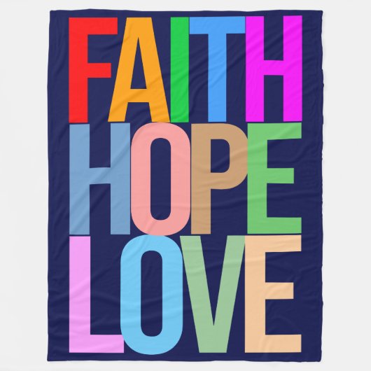 Faith Hope Love Positief kleurrijk Fleece Deken (Voorkant)