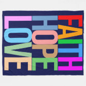 Faith Hope Love Positief kleurrijk Fleece Deken (Voorkant (Horizontaal))