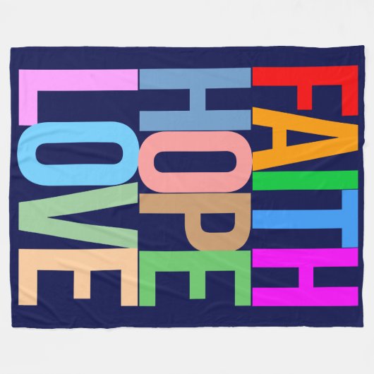 Faith Hope Love Positief kleurrijk Fleece Deken (Voorkant (Horizontaal))