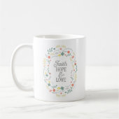 Faith Hope Love Quote Bijbel Scriptkoffie Mok (Links)