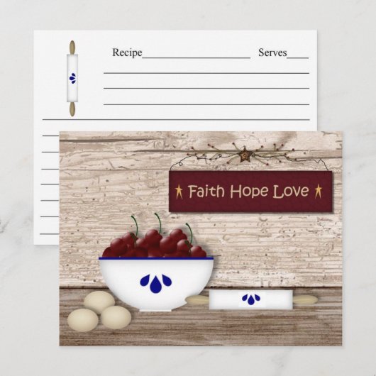 Faith Hope Love Recipe Cards Briefkaart (Voorkant / Achterkant)