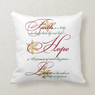 Faith, Hope, Love Red Gold Kerstmis Pillow Kussen