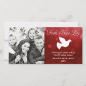 Faith Hope Love Religious Christmas Dove Red Feestdagenkaart (Voorkant)