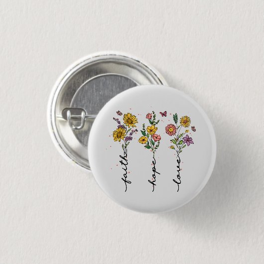 Faith-Hope-Love Ronde Button 3,2 Cm (Voorkant /achterkant)