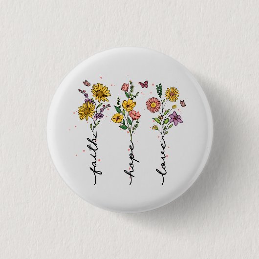 Faith-Hope-Love Ronde Button 3,2 Cm (Voorkant)