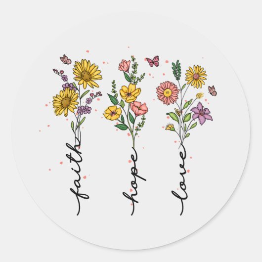 Faith-Hope-Love Ronde Sticker (Voorkant)