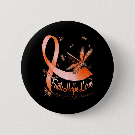 Faith Hope Love RSD Crops Awareness Dragonfly Ronde Button 5,7 Cm (Voorkant)