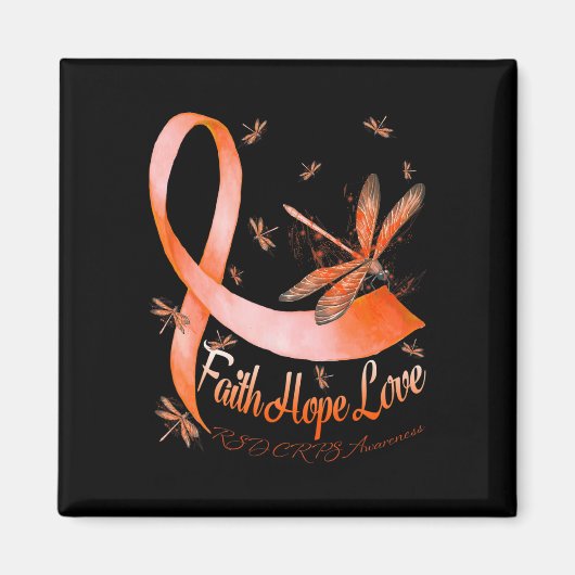 Faith Hope Love RSD CRPS Awareness Dragonfly Magneet (Voorkant)