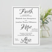 Faith Hope Love Script Trouwkaart Uitnodiging (Staand voorkant)