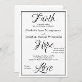 Faith Hope Love Script Trouwkaart Uitnodiging (Voorkant / Achterkant)