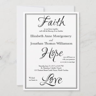 Faith Hope Love Script Trouwkaart Uitnodiging
