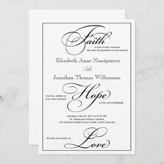 Faith Hope Love Script Weddenschap Uitnodiging (Voorkant / Achterkant)
