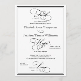 Faith Hope Love Script Weddenschap Uitnodiging