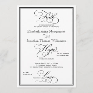 Faith Hope Love Script Weddenschap Uitnodiging