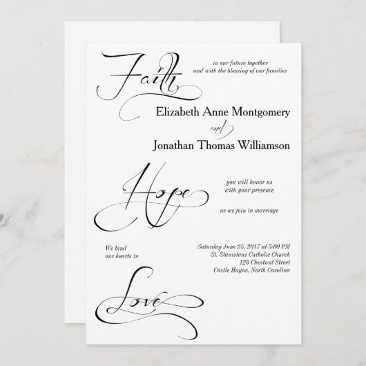 Faith Hope Love Script Weddenschap Uitnodiging (Voorkant / Achterkant)