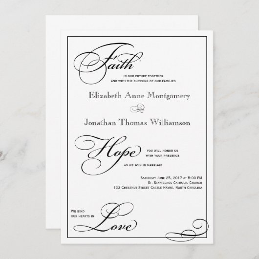 Faith Hope Love Script Weddenschap Uitnodiging (Voorkant / Achterkant)