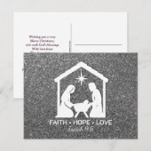 FAITH HOPE LOVE Silver Glitter Christian Christmas Feestdagenkaart (Voorkant / Achterkant)