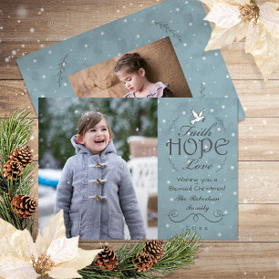 Faith Hope Love Snowflakes   Peace Dove-foto Feestdagenkaart