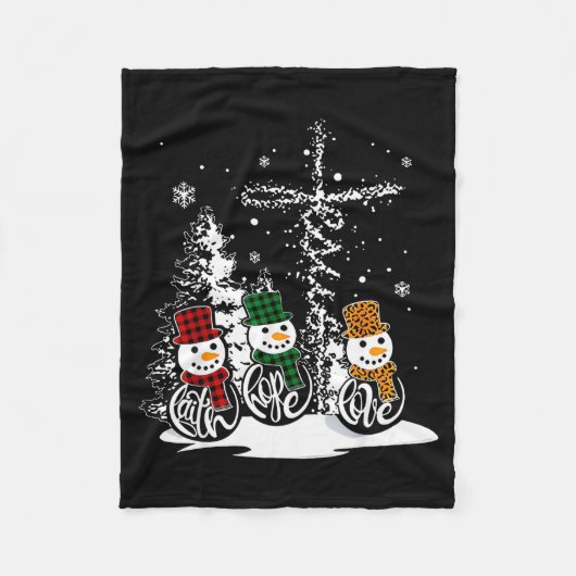 Faith Hope Love Snowman Jesus Christian Tree Chris Fleece Deken (Voorkant)