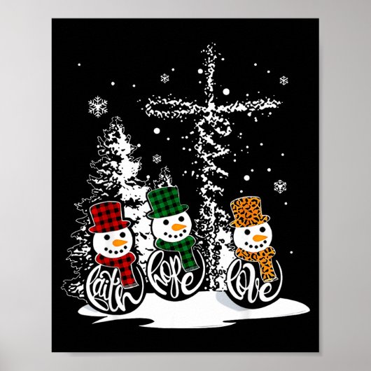 Faith Hope Love Snowman Jesus Christian Tree Chris Poster (Voorkant)