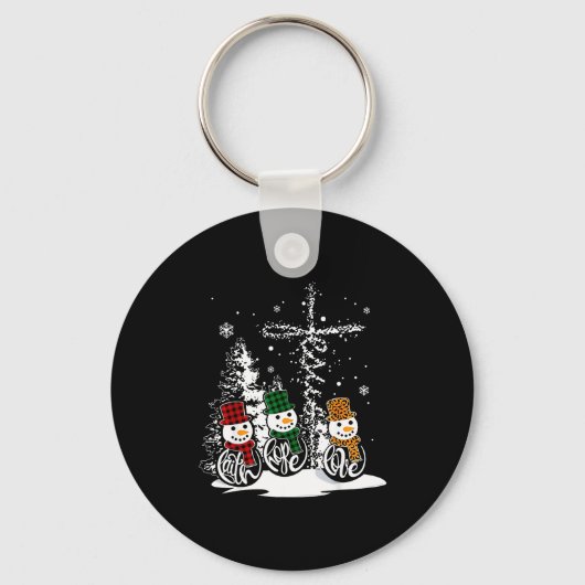 Faith Hope Love Snowman Jesus Christian Tree Chris Sleutelhanger (Voorkant)