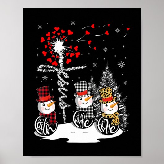 Faith Hope Love Snowman Jesus Dandelion Christelij Poster (Voorkant)