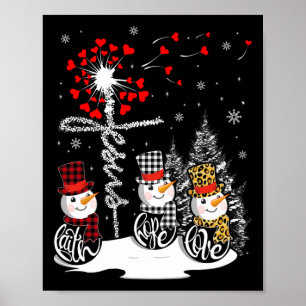 Faith Hope Love Snowman Jesus Dandelion Christelij Poster