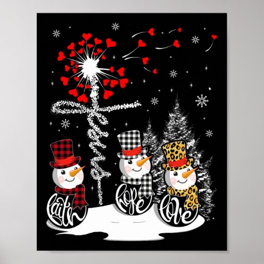 Faith Hope Love Snowman Jesus Dandelion Christelij Poster (Voorkant)