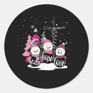Faith Hope Love Snowman Jesus Xmas Christelijke bo Ronde Sticker