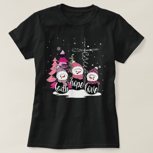 Faith Hope Love Snowman Jesus Xmas Christelijke bo T-shirt (Design voorkant)