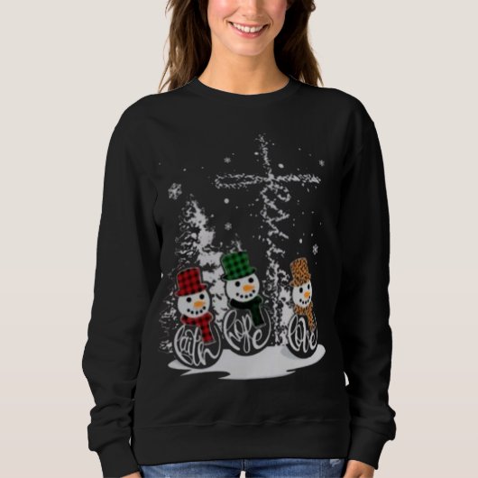 Faith Hope Love Snowmen Christmas Trui (Voorkant)