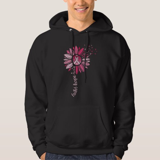 Faith Hope Love Sunflower Breast Cancer Awareness Hoodie (Voorkant)