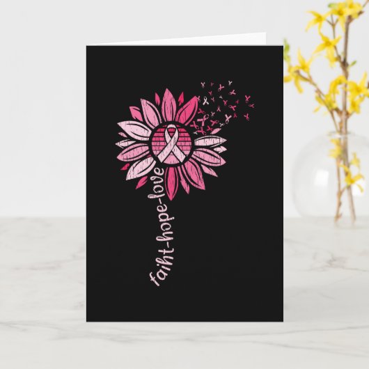 Faith Hope Love Sunflower Breast Cancer Awareness Kaart (Gele Bloem)