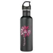 Faith Hope Love Sunflower Breast Cancer Awareness Waterfles (Voorkant)