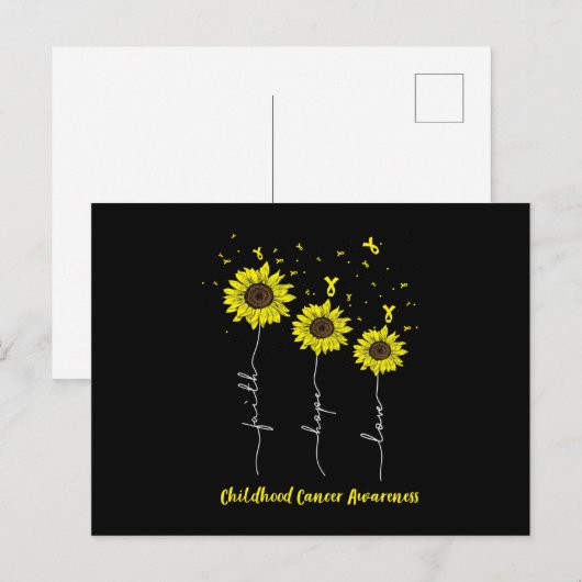 Faith Hope Love Sunflower Childhood Cancer Aankondigingskaart (Voorkant / Achterkant)
