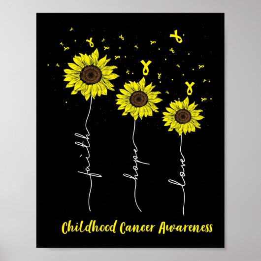Faith Hope Love Sunflower Childhood Cancer Awarene Poster (Voorkant)