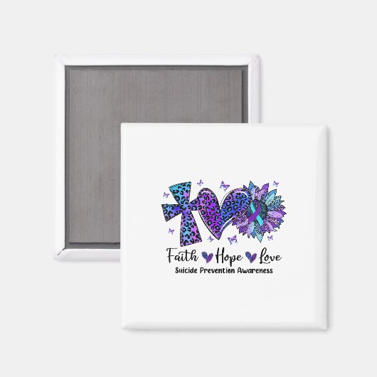 Faith Hope Love Sunflower Leopard Suicide Awarenes Magneet (Voorkant / Achterkant)