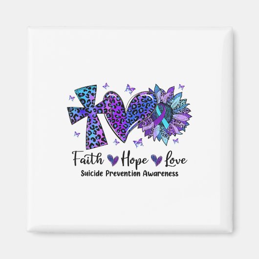 Faith Hope Love Sunflower Leopard Suicide Awarenes Magneet (Voorkant)