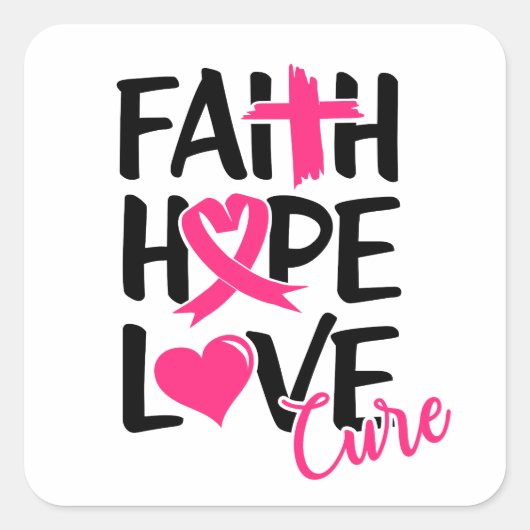 Faith Hope Love T-Shirt Sleutelhanger Button Silve Vierkante Sticker (Voorkant)
