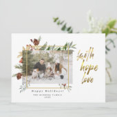 Faith Hope Love Three Photo Floral Kerstmis Feestdagenkaart (Staand voorkant)