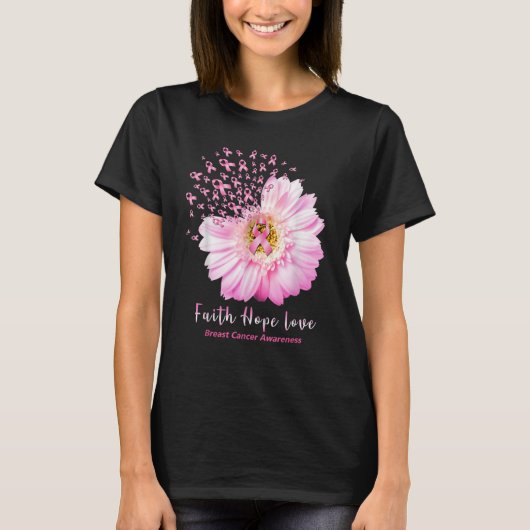 Faith Hope Love Tshirt Breast Cancer Awareness (Voorkant)